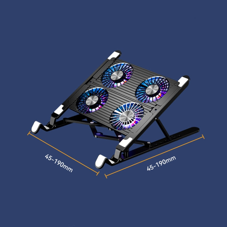 Laptop Radiator Bracket Folding Storage Air-cooled Cooling Base,Style: Four Fan - Cooling Pads by PMC Jewellery | Online Shopping South Africa | PMC Jewellery | Buy Now Pay Later Mobicred