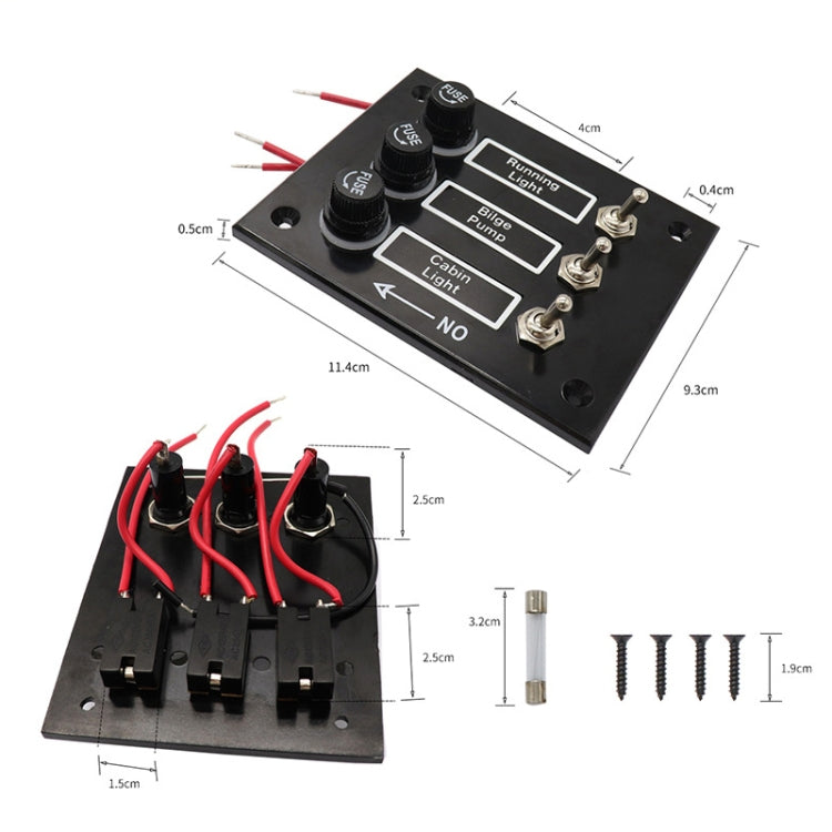 3 Groups Shake Switch AOS3045 Switch Panel Marine Retrofit Each With Independent Fuse Protection - Car Switches by PMC Jewellery | Online Shopping South Africa | PMC Jewellery | Buy Now Pay Later Mobicred