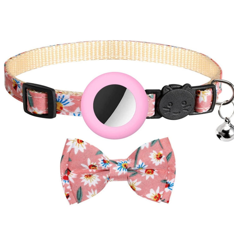 Anti-Lost Printed Bow Pet Collar with Bell for AirTag(Pink) - Pet Series by PMC TechLife | Online Shopping South Africa | PMC TechLife