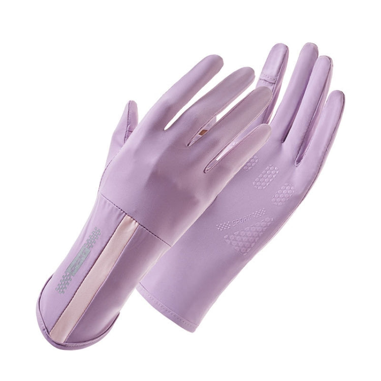 1 Pair XC-14 Riding Driving Sunscreen Anti-UV Fingerless Ice Silk Gloves, Style: Line (Purple) - Safety Gloves by PMC Jewellery | Online Shopping South Africa | PMC Jewellery