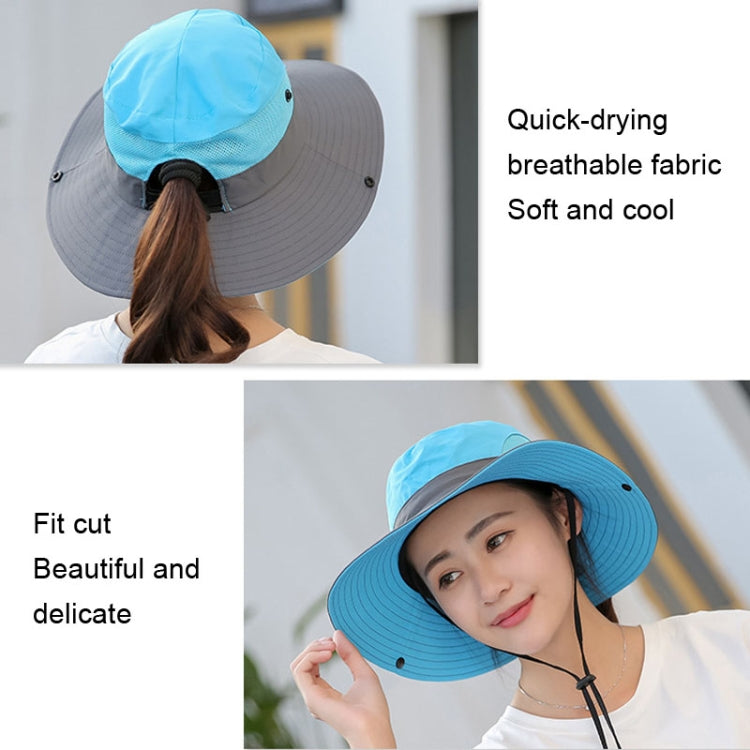 9002 Summer Women Outdoor Sun Hats Fisherman Hat With Ponytail Hole(Two-color Adult Blue) - Peaked Cap by PMC Jewellery | Online Shopping South Africa | PMC Jewellery