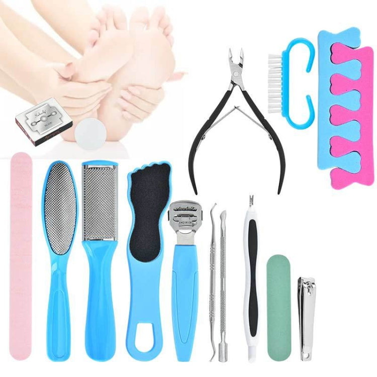 HT16-2 16 In 1 Foot File And Grinder Peeling Pedicure Set(Blue) - Grinding Tools & Accessories by PMC Jewellery | Online Shopping South Africa | PMC Jewellery | Buy Now Pay Later Mobicred