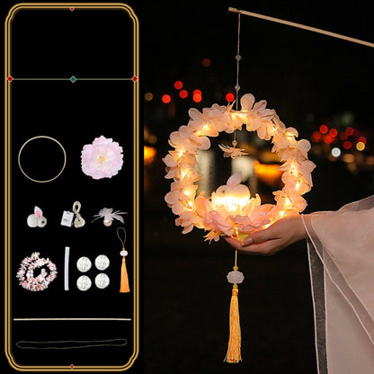 Moon Festival Hand Lantern Children Handmade DIY Materials, Color: Peach Pink Peony - Holiday Lights by PMC Jewellery | Online Shopping South Africa | PMC Jewellery | Buy Now Pay Later Mobicred