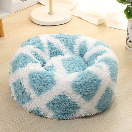 Long-haired Round Pet Kennel Warm Pet Bed, Specification: 60cm(Blue) - Beds by PMC Jewellery | Online Shopping South Africa | PMC Jewellery | Buy Now Pay Later Mobicred