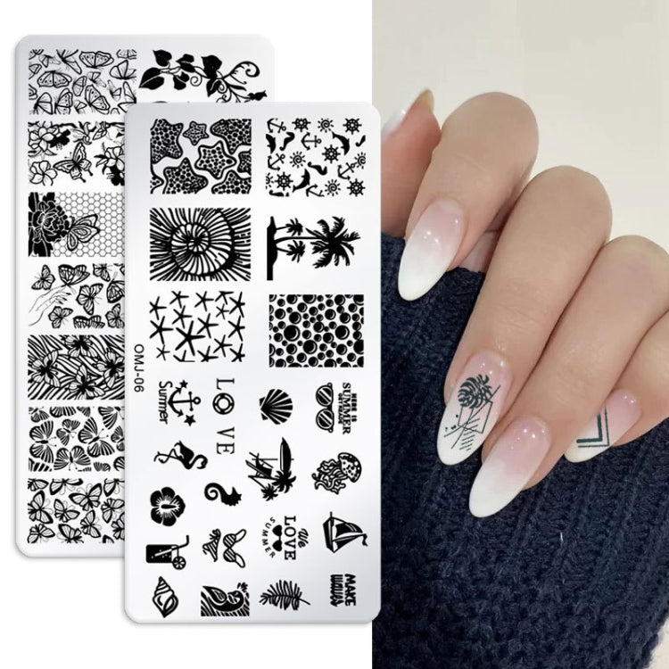 5 PCS Square Nail Art Print Template Nail Accessories(OMJ-07) - Nail Art Equipment by PMC Jewellery | Online Shopping South Africa | PMC Jewellery | Buy Now Pay Later Mobicred