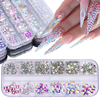 12 Grid Flat Bottom Shaped Nail Rhinestones Nail Decoration, Specification: 20 - Nail Stickers by PMC Jewellery | Online Shopping South Africa | PMC Jewellery | Buy Now Pay Later Mobicred