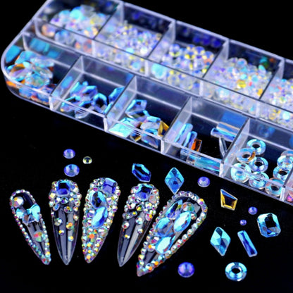 12 Grid Flat Bottom Shaped Nail Rhinestones Nail Decoration, Specification: 24 - Nail Stickers by PMC Jewellery | Online Shopping South Africa | PMC Jewellery | Buy Now Pay Later Mobicred