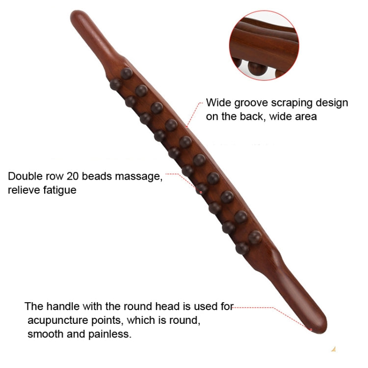 Carbonized Double Row 20-bead Massage Rolling Stick Meridian Dredging Stick - Massage & Relaxation by PMC Jewellery | Online Shopping South Africa | PMC Jewellery