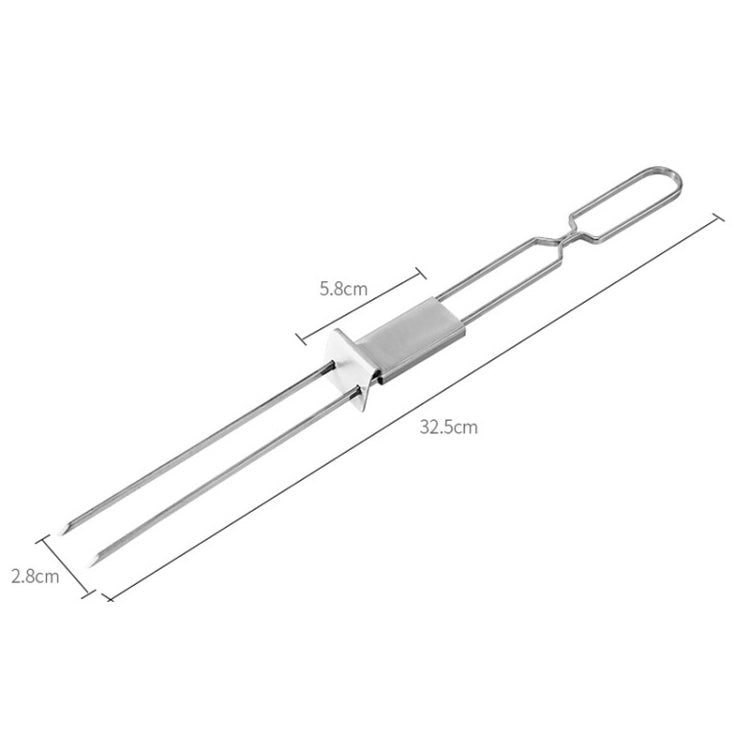 2 PCS Stainless Steel Semi-Automatic Double Head BBQ Fork Outdoor BBQ Tool - Cookwares & Tablewares by PMC TechLife | Online Shopping South Africa | PMC TechLife