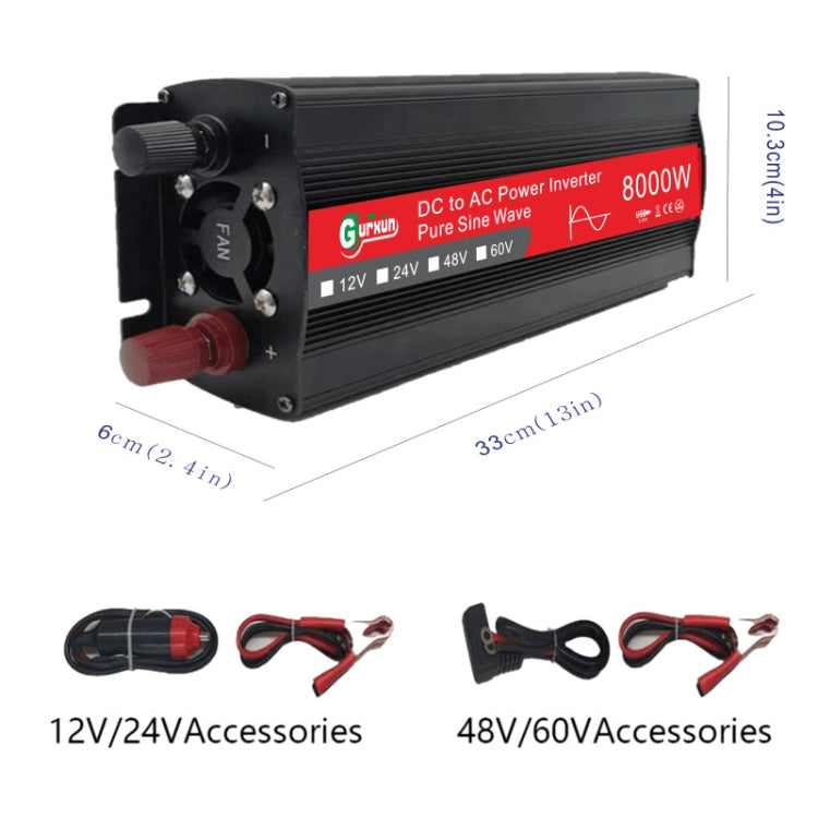 Gurxun 8000W High Power Household Car Sine Wave Inverter, Specification: 24V To 220V - free shipping - PMC TechLife - Order now!