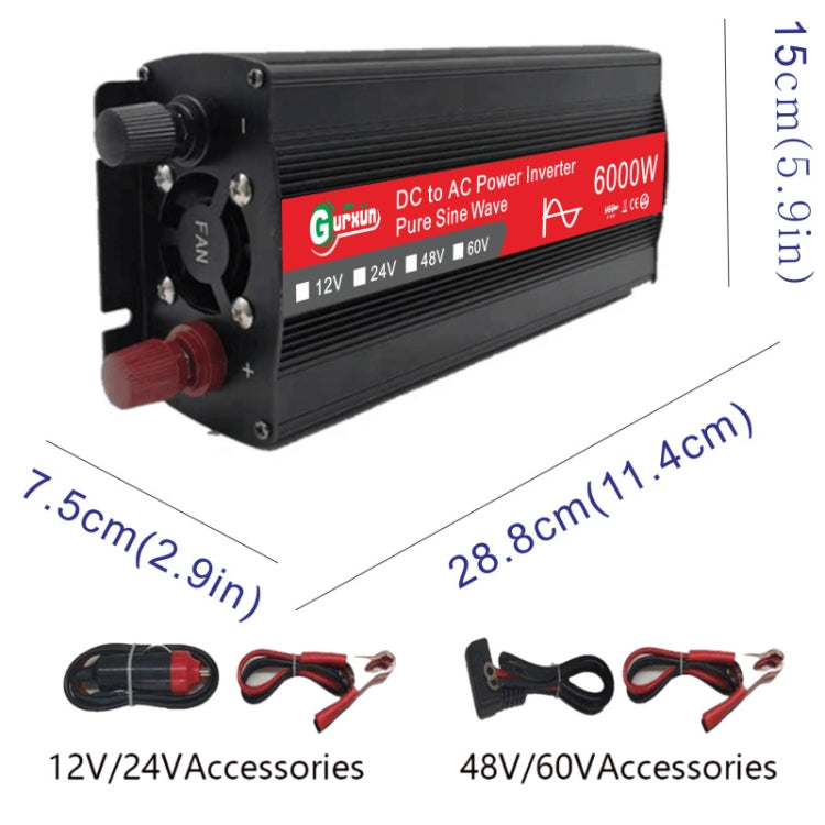 Gurxun 6000W High Power Sine Wave Inverter With Single Digital Display, Specification: 60V-220V - free shipping - PMC TechLife - Order now!
