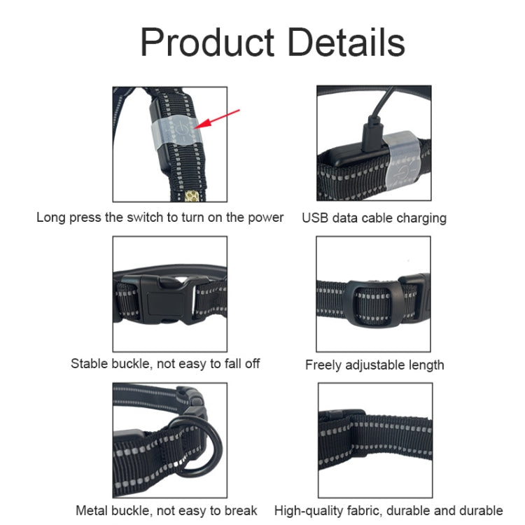 LED Rechargeable Wear-resistant and Waterproof Pet Lighting Collar, Size: L(Black) - Collars by PMC TechLife | Online Shopping South Africa | PMC TechLife | Buy Now Pay Later Mobicred