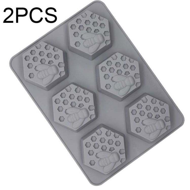 2 PCS 6 Grid Honeycomb Bee Silicone Handmade Soap Mould Chocolate Mooncake Mould(Grey) - Food Molds by PMC Jewellery | Online Shopping South Africa | PMC Jewellery