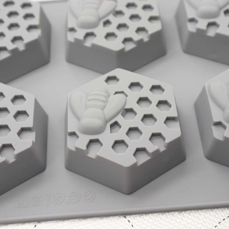 2 PCS 6 Grid Honeycomb Bee Silicone Handmade Soap Mould Chocolate Mooncake Mould(Grey) - Food Molds by PMC Jewellery | Online Shopping South Africa | PMC Jewellery