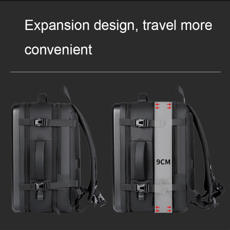 Large-capacity Waterproof Expandable Hard Shell Backpack with USB Charging Hole(161 Dark Gray) - Backpack by PMC TechLife | Online Shopping South Africa | PMC TechLife