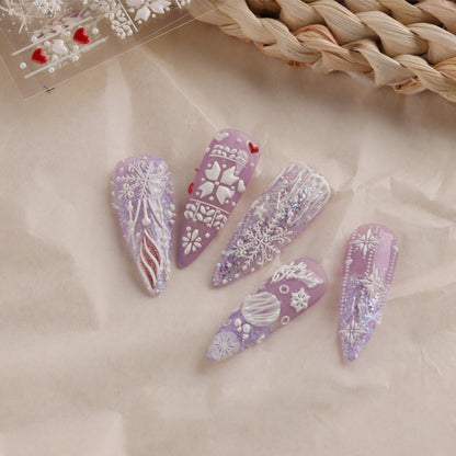 3 PCS 5D Embossed Nail Stickers Christmas Snowflake Elk Nail Stickers(5D-K027) - Nail Stickers by PMC Jewellery | Online Shopping South Africa | PMC Jewellery | Buy Now Pay Later Mobicred