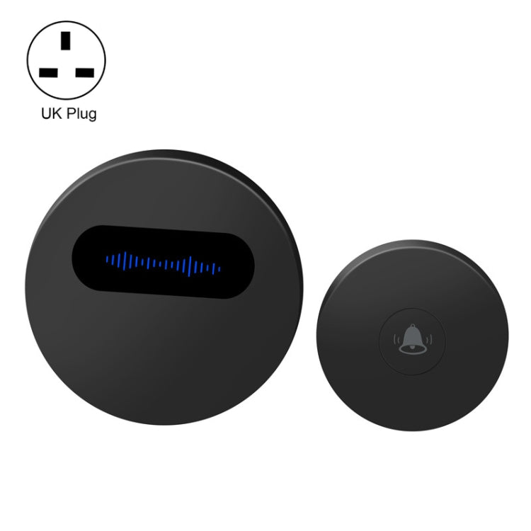 T10-1 1 For 1 Lighting Self-Power Generation Wireless Intelligent Doorbell(UK Plug Black) - Wireless Doorbell by PMc TechLife | Online Shopping South Africa | PMc TechLife | Buy Now Pay Later Mobicred