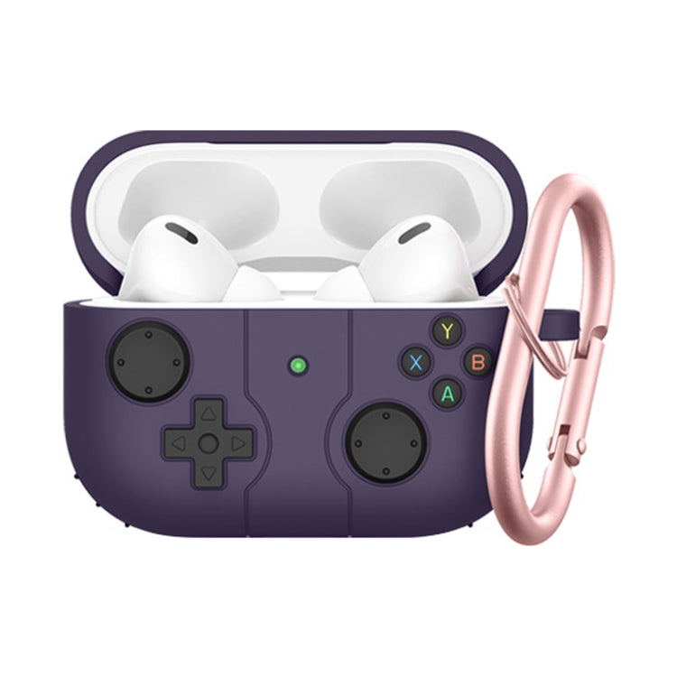For Airpods Pro 2 Soft Shell Drop-proof Silicone Headphone Cover With Hook (Purple) - For AirPods Pro 2 by PMC Jewellery | Online Shopping South Africa | PMC Jewellery | Buy Now Pay Later Mobicred