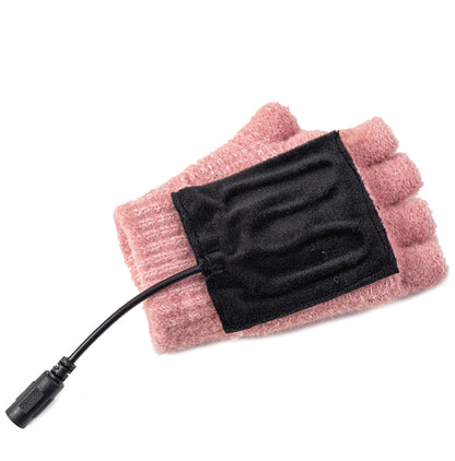 Winter Office USB Heating Warm Half Finger with Cover Gloves Heated Pad, Size: Free Size(Pink) - Safety Gloves by PMC Jewellery | Online Shopping South Africa | PMC Jewellery