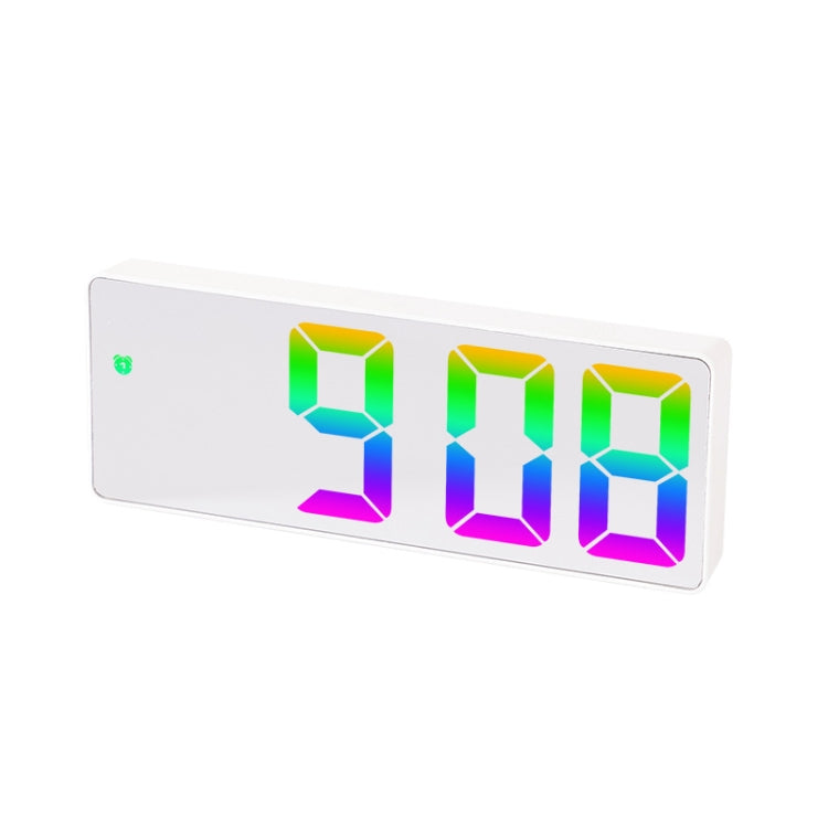 Colorful Fonts LED Electronic Alarm Clock Large Screen Clock(0725 White Shell Mirror Surface C) - free shipping - PMc TechLife - Order now!