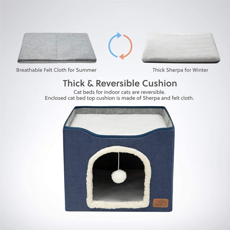Pet Stool Pet Kennel Indoor Foldable Storage Stool Cat Dog Kennel 41 x 41 x 35cm(Deep Gray) - free shipping - PMC TechLife - Order now!