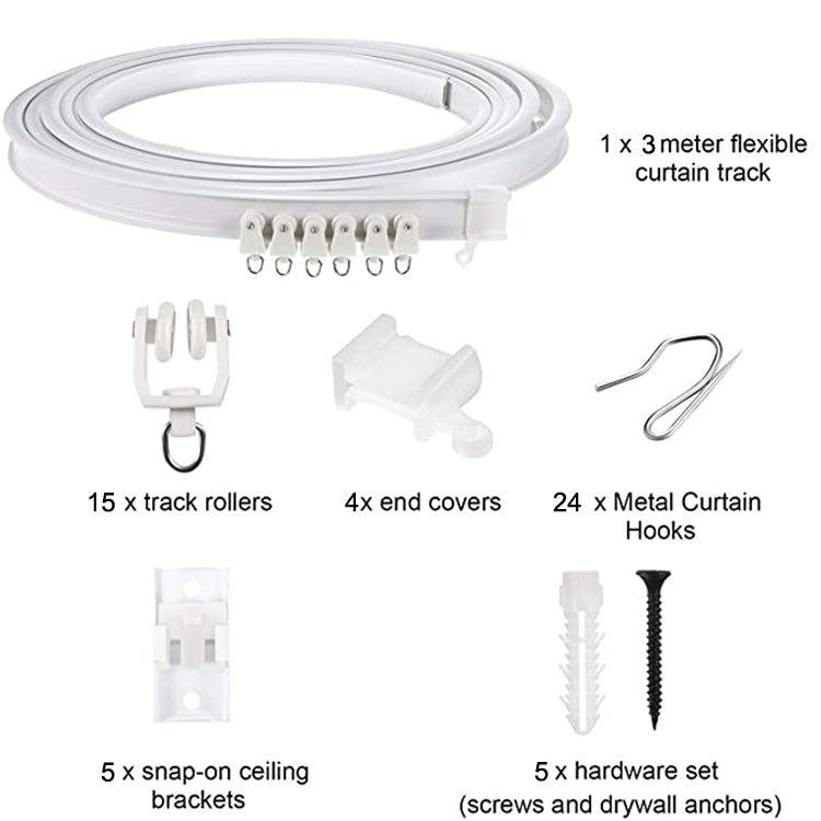 Model Steel Track Set Flexible Silent Slide Track Track with Hooks, Size: 3m - Curtain Decorative Accessories by PMC TechLife | Online Shopping South Africa | PMC TechLife | Buy Now Pay Later Mobicred