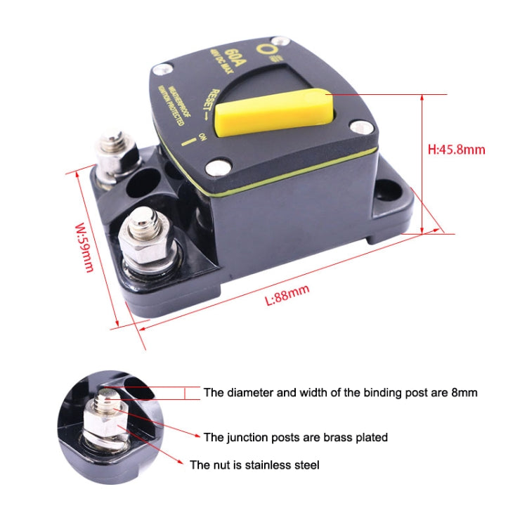 60A CB6 Car RV Yacht Audio Restore Insurance Holder Switch - Fuse by PMC TechLife | Online Shopping South Africa | PMC TechLife | Buy Now Pay Later Mobicred