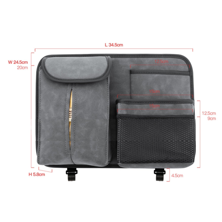 DE RAN FU Flip Fur Car Seat BackTissue Box Storage Hanging Bag With Hook(Grey) - Tissue Boxes by PMC TechLife | Online Shopping South Africa | PMC TechLife | Buy Now Pay Later Mobicred