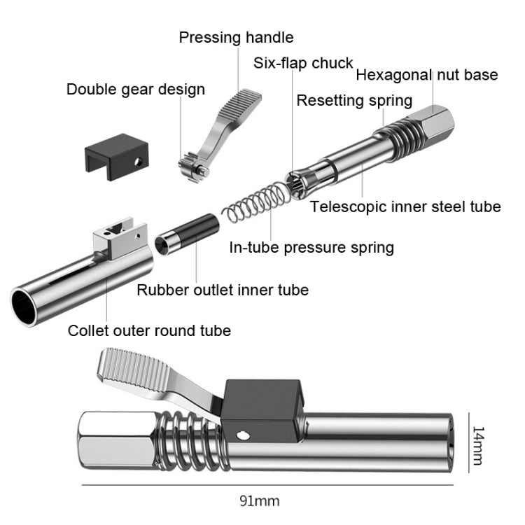 PC002 Lock Clamp Type High Pressure Grease Nozzle, Style: Butter Mouth+60cm Hose - Other Tools by PMC TechLife | Online Shopping South Africa | PMC TechLife | Buy Now Pay Later Mobicred