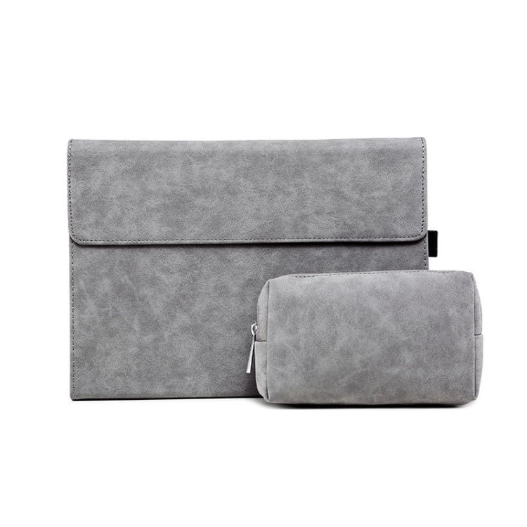 For Microsoft Surface Pro 8 Tablet Protective Case Holder(South African Sheepskin Gray Case + Power Supply Bag) - Others by PMC Jewellery | Online Shopping South Africa | PMC Jewellery | Buy Now Pay Later Mobicred