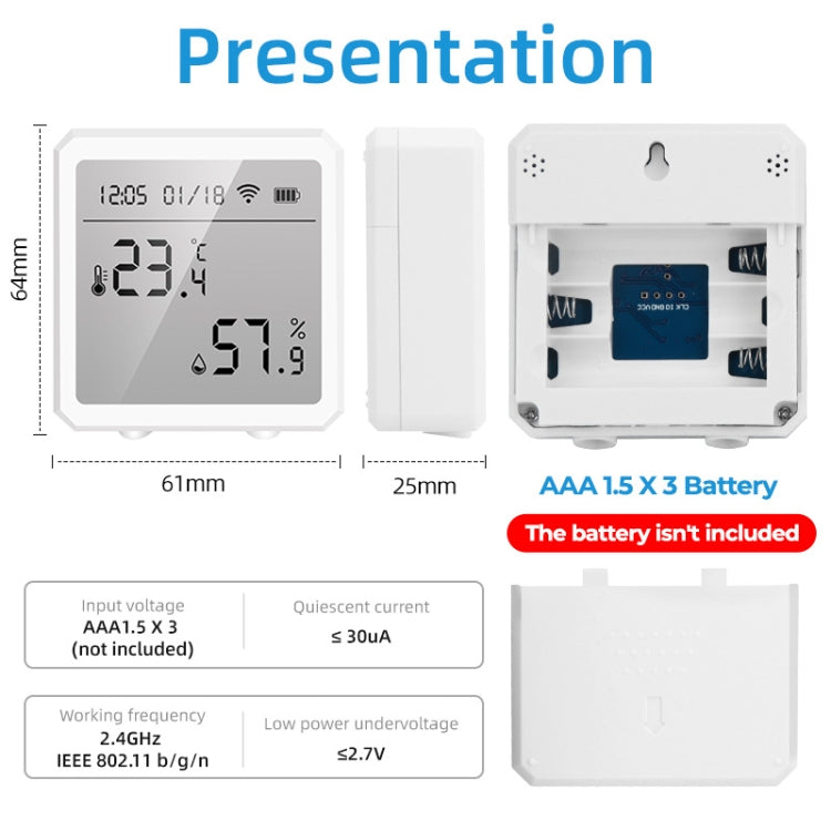 Wifi Temperature And Humidity Meter Sensor Equipment Smart Home Graffiti APP Temperature And Humidity Sensor(White) - Smart Switch by PMC Jewellery | Online Shopping South Africa | PMC Jewellery | Buy Now Pay Later Mobicred