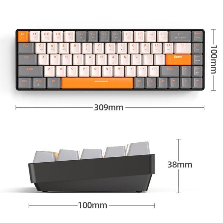 ZIYOU LANG K68 68 Keys Bluetooth Wireless Dual Model Mechanical Keyboard, Style: Green Shaft Version (Gray) - free shipping - PMC Jewellery - Order now!