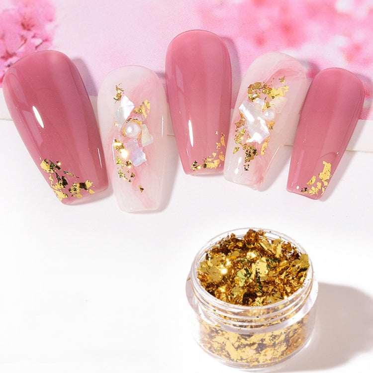 10 PCS K Gold Tin Foil Nail Decoration Nail Polish Adhesive Sticker(01 Gold) - Nail Stickers by PMC Jewellery | Online Shopping South Africa | PMC Jewellery | Buy Now Pay Later Mobicred