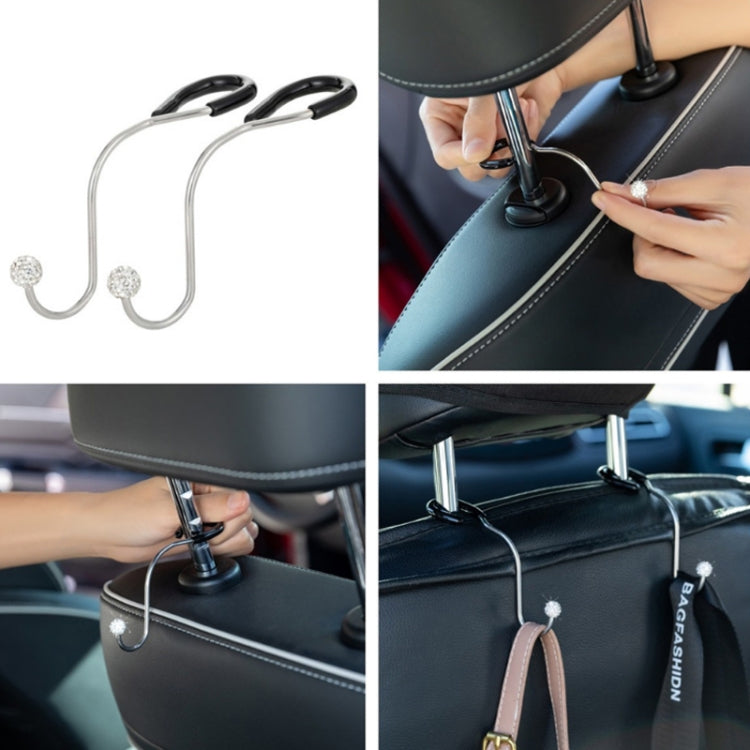 Multifunctional Car Seat Hooks With Diamond Inlay(Shiny Black) - Auto Fastener & Clips by PMC TechLife | Online Shopping South Africa | PMC TechLife | Buy Now Pay Later Mobicred