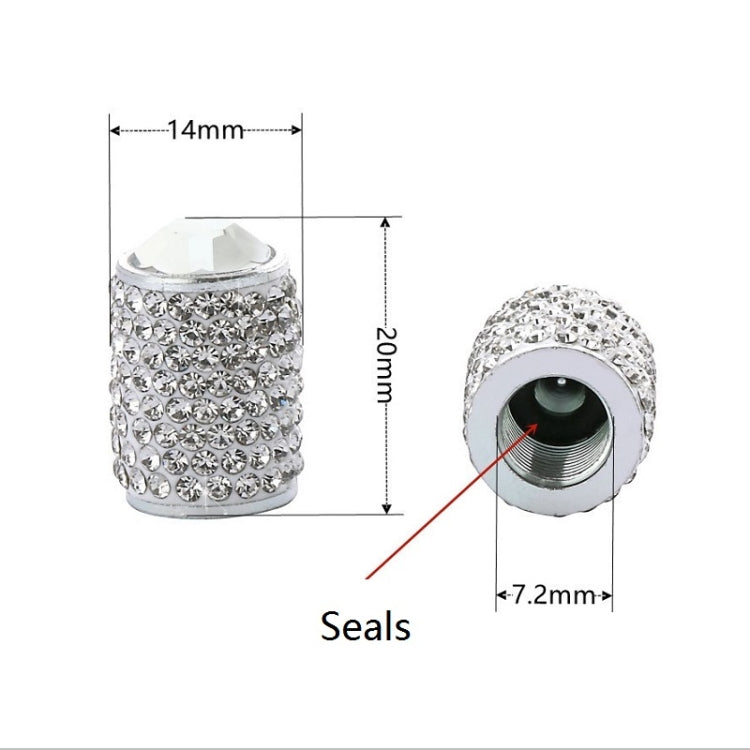 Car Tyre Aluminium Full Diamond Valve Cap With Seal(Shiny Black) - Tire Valve Caps by PMC TechLife | Online Shopping South Africa | PMC TechLife | Buy Now Pay Later Mobicred