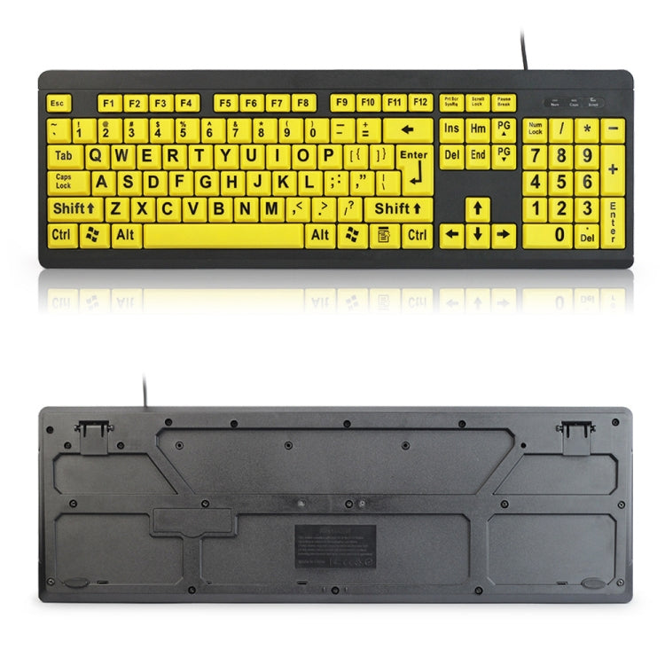 T801 104 Keys Special People Children Old Man Big Letters USB Wired Keyboard, Cable Length: 1.38m(Yellow) - Wired Keyboard by PMC Jewellery | Online Shopping South Africa | PMC Jewellery