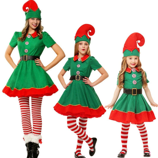 Christmas Green Elf Cosplay Costume Chris Santa Claus Costume Set, Size: 80cm(Female) - Wearable Decoration by PMC Jewellery | Online Shopping South Africa | PMC Jewellery