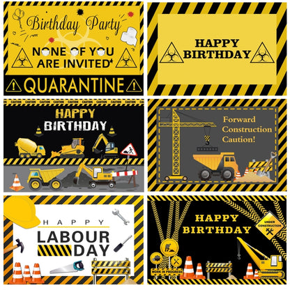 1.5m x 1m  Construction Vehicle Series Happy Birthday Photography Background Cloth(Mdn09841) - Birthday Party by PMC Jewellery | Online Shopping South Africa | PMC Jewellery