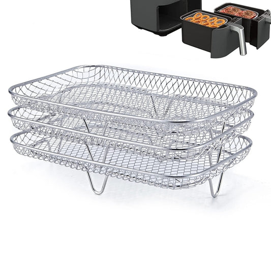 Air Fryer Accessories Three-Layer Steam Rack Stackable Dehydration Rack(Rectangle) - Electric Deep Fryers by PMC Jewellery | Online Shopping South Africa | PMC Jewellery