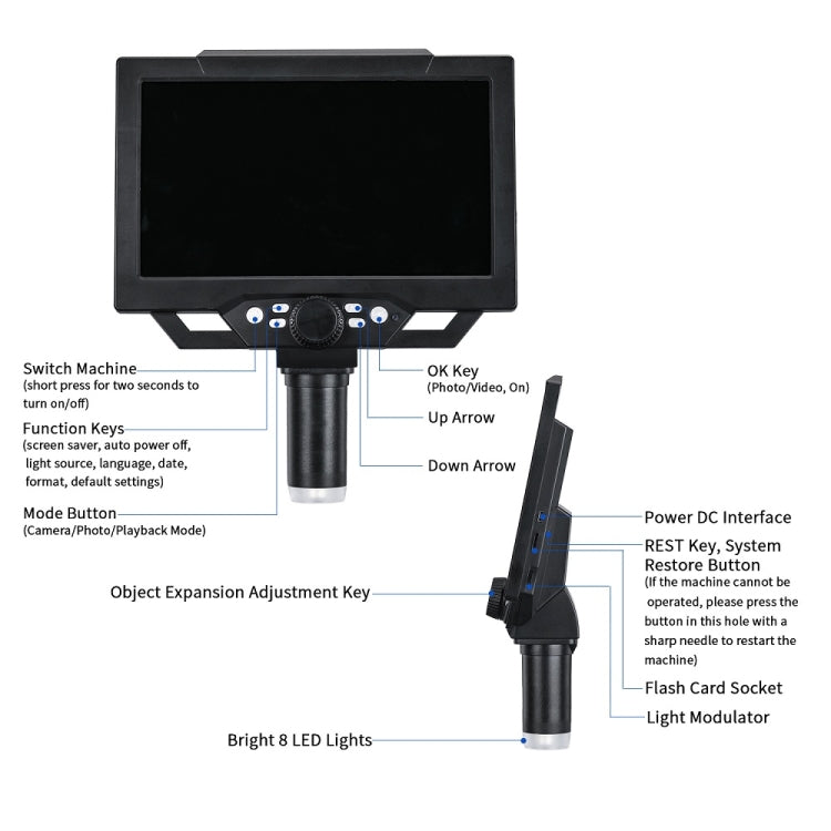 G1600 1-1600X Magnification 9 Inch Electron Microscope, Style: Without Battery UK Plug - Digital Microscope by PMC Jewellery | Online Shopping South Africa | PMC Jewellery | Buy Now Pay Later Mobicred