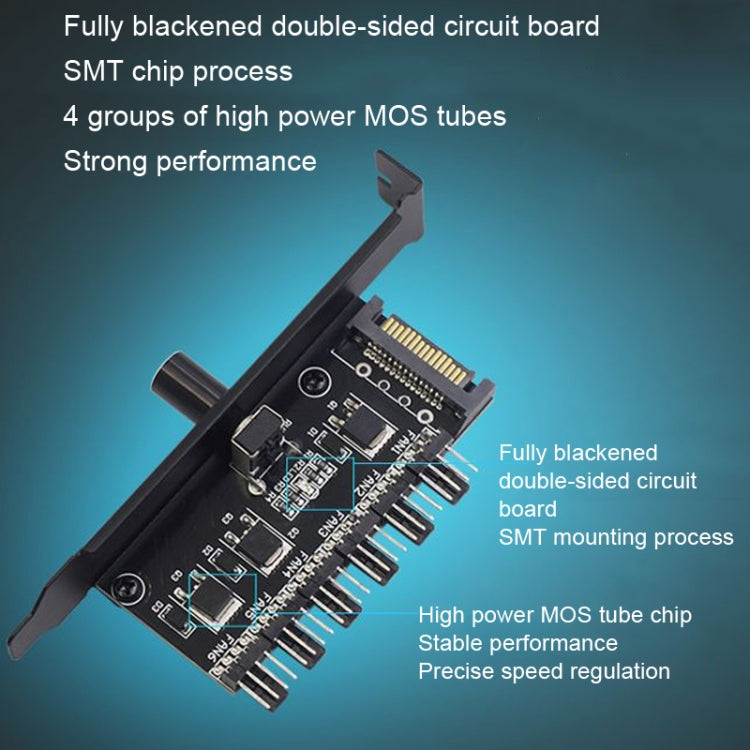PIC Bit Case Cooling Fan Control Switch PWM 6 Way Computer Fan Speed Controller(SATA) - free shipping - PMC TechLife - Order now!