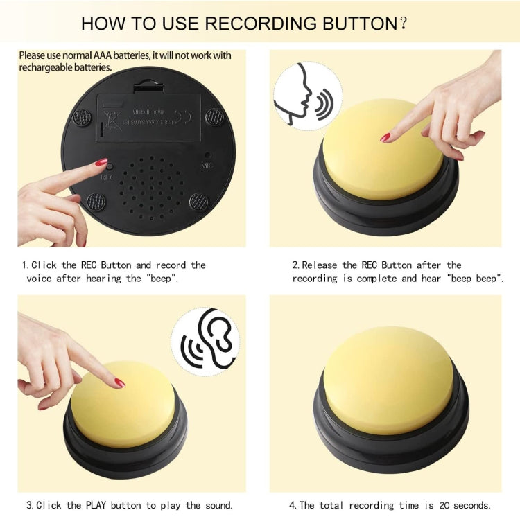 Pet Communication Button Dog Vocal Box Recording Vocalizer, Style: Recording Model(Purple) - Training Aids by PMC TechLife | Online Shopping South Africa | PMC TechLife | Buy Now Pay Later Mobicred