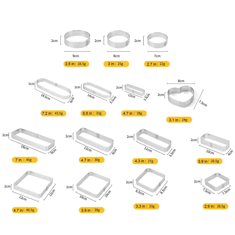 BN1006 Stainless Steel Mousse Circle Thickened Perforated Cake Mold DIY Baking Tools, Specification: Rectangle 4.7 inches - Food Molds by PMC TechLife | Online Shopping South Africa | PMC TechLife