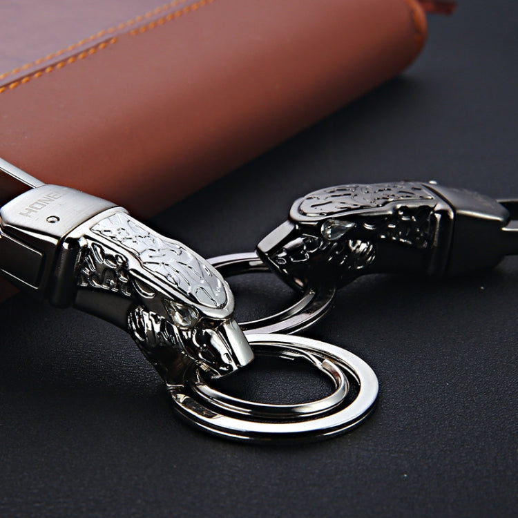 HONEST Metal Car Keychain Leopard Head Key Chain Pendant(Basic Bright Silver) - Key Rings by HONEST | Online Shopping South Africa | PMC TechLife | Buy Now Pay Later Mobicred