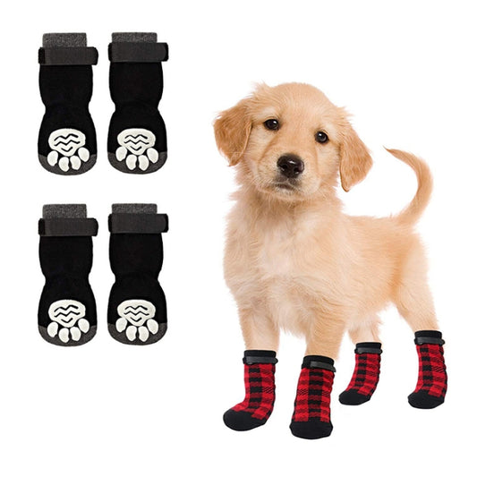 4pcs Dog Knitted Breathable Footwear Outdoor Non-slip Pet Socks, Size: M(Black) - Socks by PMC Jewellery | Online Shopping South Africa | PMC Jewellery