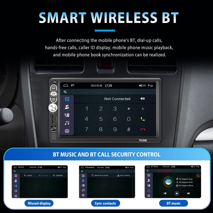 A3061 7 Inches MP5 Bluetooth Player Universal Wired CarPlay Reversing Image Integrated, Style: Standard+12 Lights Camera - Car MP3 & MP4 & MP5 by PMC Jewellery | Online Shopping South Africa | PMC Jewellery | Buy Now Pay Later Mobicred