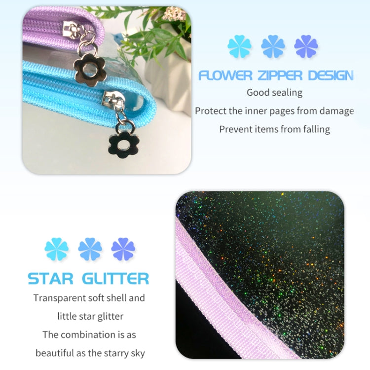 B5 9 Rings Loose-leaf Journal Clear PVC Cover Zipper Planner Notebook Without Inner Pages(Sky Blue) - free shipping - PMc TechLife - Order now!