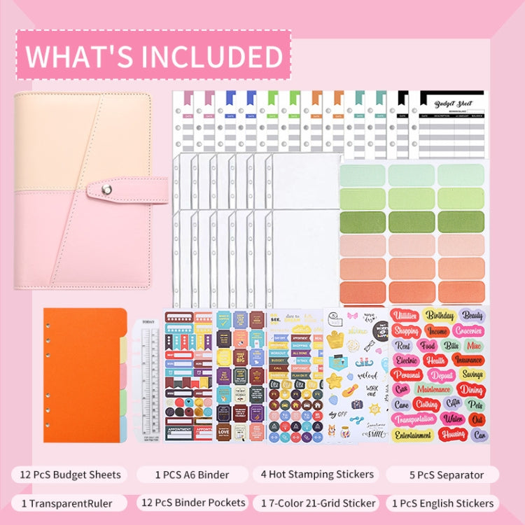 A6 YMX-012 PU Leather Budget Binder Notebook Macaron Color Matching Handbook(White+Black) - Notebooks by PMc TechLife | Online Shopping South Africa | PMc TechLife | Buy Now Pay Later Mobicred