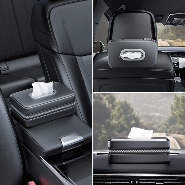 Car Sunshade Board Seat Back Tissue Box Multi-functional Elastic Belt Leather Paper Box(Black) - Tissue Boxes by PMC Jewellery | Online Shopping South Africa | PMC Jewellery | Buy Now Pay Later Mobicred