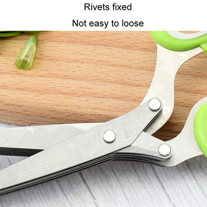 Five-Layer Vegetable Scissors Office Shredding Stainless Steel Scissors(Green Gray) - Cutter & Peeler by PMC Jewellery | Online Shopping South Africa | PMC Jewellery